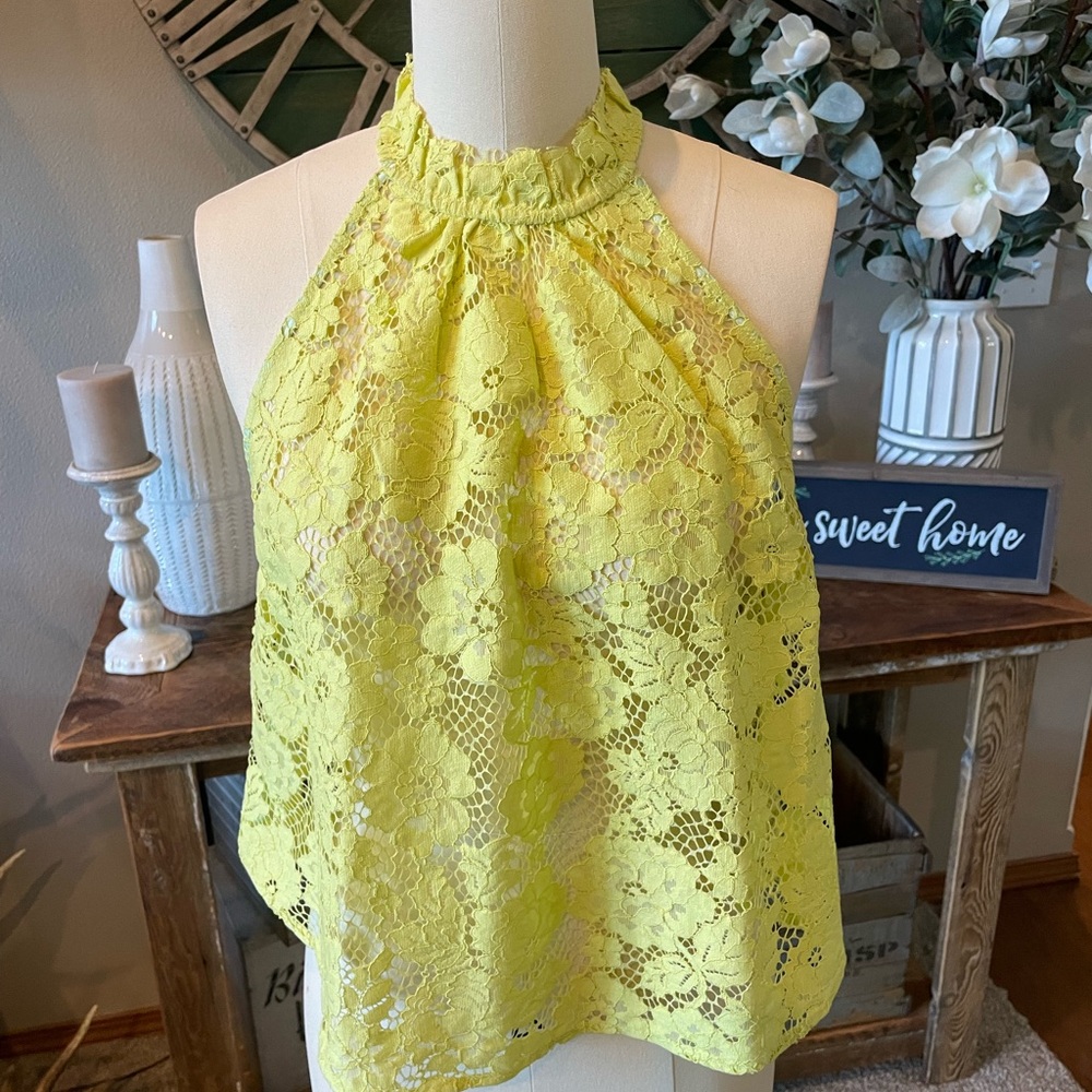 Yellow Lace Halter Top